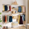 YITAHOME Wall-Mounted Closet System with Expandable Rod and 4 Thickened Shelves (Golden Oak)  for $30.39 & More
