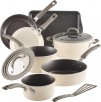10-Pc Rachael Ray Nonstick Cookware Pots & Pans Set (Almond or Gray)