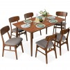 7-Piece  Best Choice Products Mid-Century Modern Upholstered Dining Set, Wooden Table w/ 6 Chairs - Walnut/Gray