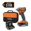 RIDGID 18V SubCompact Brushless Cordless Impact Driver Kit with 2.0 Ah Battery, Charger, and Tool Bag