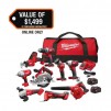 9-Tool Milwaukee M18 18-Volt Lithium-Ion Cordless Combo Kit with (2) Batteries, Charger, and Tool Bag