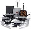 22 Piece, T-fal Kitchen Solutions Ceramic, Cookware Set (Black or Red)