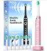 Bymore Electric Toothbrush w/ 8 Replacement Heads, Pink
