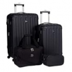 4-Piece Travelers Club Midtown Hardside Luggage Travel (Black)