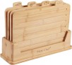 4-Piece 12.6"L x 9"W Fiery Chef Bamboo Cutting Board Set with Holder & Food Icon Labels (Medium)