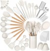 43-Pc Silicone Non-Stick Heat Resistant Cooking Utensils Set (White)