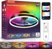 Lumary 20in Smart Flush Mount Ceiling Fan B2 w/ 4500Lm RGBAI & CCT LED Light & Remote (Black or White)