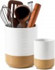 2-Pc HASENSE Ceramic Utensil Holder  (White: 7.4"+5.5")