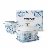 5-Quart CAROTE 9.5" Cast Iron Nonstick Dutch Oven w/ Dual Handles, Gloves & Pot Pad (Blue Floral Decal, A13338)
