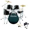 Silvertone/Black Five-piece Drum Kit Package