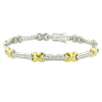 Cubic Zirconia "X"/Bar Link Bracelet. Goldtone and Silvertone 