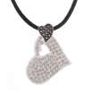 Crystal and Marcasite Floating Hearts on Cord Necklace. Sterling Silver 