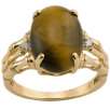 Tiger Eye and Diamond Ring. 10K Yellow Gold
