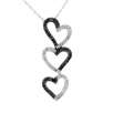 1/4 ct. tw.* Black and White Diamond Triple Heart Drop Pendant. 10K White Gold