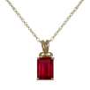 Created Ruby Octagon Pendant. 10K Yellow Gold 