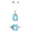 Created Blue Topaz & Diamond Pendant, Earring & Ring Boxed Set. 10K White Gold