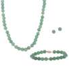 Necklace, Earring, and Jade Bead Bracelet Set. 10K Yellow Gold 
