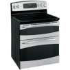 Stainless Steel w/Black GE Profile 30 in. Freestanding Double Oven Range