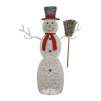 60" White Grapevine Glittering Snowman Light Sculpture