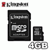 Kingston 4GB microSDHC Card with SD Card Adapter
