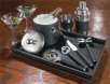 9 - Pc. Leather and Stainless Bar Set, Black