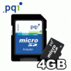 TWO PQI 4GB microSDHC Card Class 6 with SD and MiniSD Adapters
