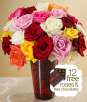 Pro Flowers 18 Assorted Roses + Vase + Chocolates