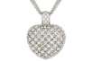 1 Carat Diamond Heart Sterling Silver Pendant w/ Three Strand Chain