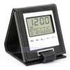 Travel Alarm Clock,Folding Neat Leather Cover W/ Calendar and Temperature Display