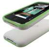 Silicone Skin Case for Apple iPhone 3G, White w/ Green Trim