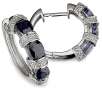 2.50 Carat TW Genuine Blue Sapphire and Diamond Hinged Hoop Earrings in .925 Sterling Silver