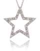 Genuine Diamond Star Pendant Necklace in .925 Sterling Silver