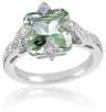 3.85 Carat TW Cushion-Cut Genuine Mint Green Amethyst & Diamond Ring in .925 Sterling Silver