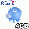 Adata T806 4GB Kissing Octopus USB Flash Drive, Blue