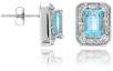 1.30 Carat TW Emerald Cut Genuine Blue Topaz & Diamond Stud Earrings in .925 Sterling Silver