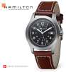 Hamilton Khaki III Series H68481533 Swiss Quartz Black Military Time Dial Leather Strap Mens Watch