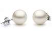 Genuine Akoya AAA Quality White Cultured Pearl Stud Earrings in 14K White Gold
