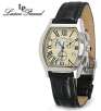 Lucien Piccard 27094BK Milan Collection Swiss Chronograph Stainless Steel Leather Strap Mens Watch