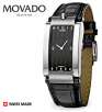 Movado 0604811 Elliptica Collection Swiss Made Automatic Black Dial Leather Strap Mens Watch