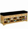 Oxford 60"W Storage Bench with Open Shoe Storage - Black Leather