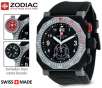 Zodiac ZO8500 ZMX Collection Swiss Made Chronograph Black Dial 100M Mens Watch with Three Bezels