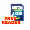 PQI 1GB Secure Digital Memory Card, High Speed 150X SD Card Plus Free Card Reader