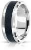 Genuine Tungsten Carbide and Carbon Fiber Inlay Comfort Fit 8mm Beveled Edge Mens Ring