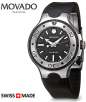 Movado 800 Series 2600004 Swiss Made Black Wave Dial Thermoresin Strap 200M Diver Mens Watch