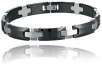Genuine Tungsten Carbide and Black Ceramic Mens Link Bracelet