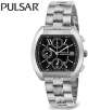 Pulsar by Seiko PF3237X1 Chronograph Tonneau Stainless Steel Black Dial Alarm Mens Watch
