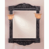Sights of Seville Tortoise Shell Mirror With Amber Glass Sconces (Plugs In)