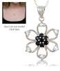 1.05 Carat TW Genuine Blue Sapphire & White Topaz Flower Pendant Necklace in .925 Sterling Silver