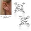 Genuine Princess Cut Diamond Stud Earrings in .925 Sterling Silver