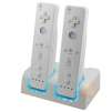 Dual Charging Station w/ 2 Rechargeable Battery & LED light for Wii Remote Control, White